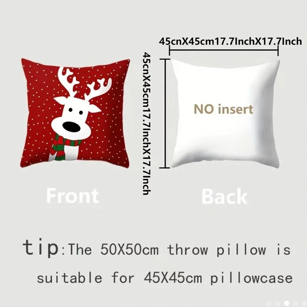 4pcs, Christmas Throw Pillow Covers, Without Pillow Core (45cmX45cm/ 17.7" X17") - Picture 4 of 5
